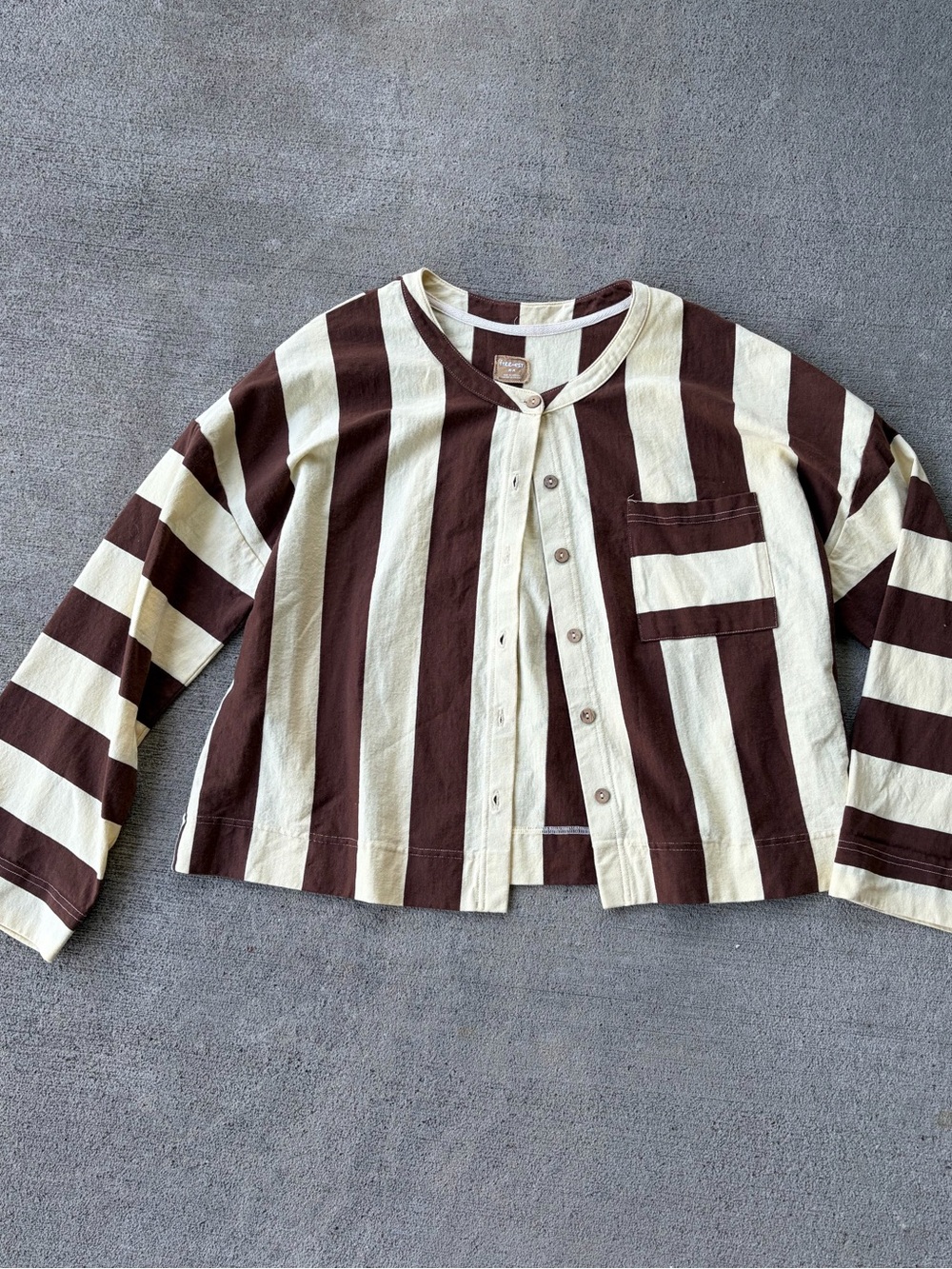 Free People free est striped cardigan sweatshirt sweater yellow brown top